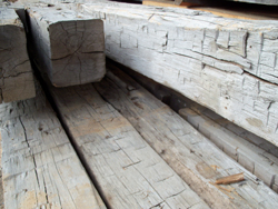 Rustic recycled big timbers before milling.