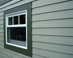 Cement fiber, real wood lap and vinyl siding.